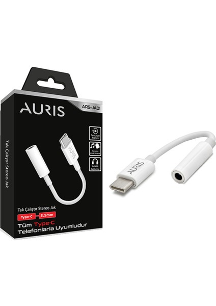 Auris ARS-JA01 Type-C To 3.5 mm Jack Kulaklık Çevirici Aux Dönüştürücü Adaptör