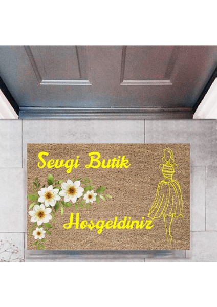 Kapı Önü Paspası Dekoratif Dijital Baskı Butik Hoşgeldiniz P-2445