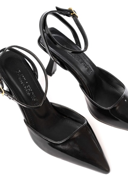 ST-004 Siyah Rugan Günlük 7 cm Topuklu Bayan Ayakkabı fiyatları