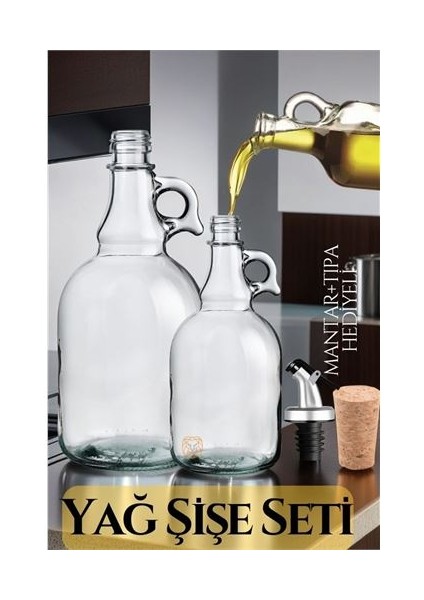 Yağ Şişe Seti 4 Adet Mantar ve Tıpa F.geronimo Design