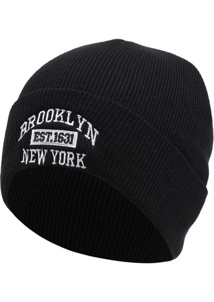 Brooklyn Nakışlı Bere 3'lü Paket Kışlık Katlamalı Trend Şapka