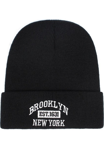 Brooklyn Nakışlı Bere 3'lü Paket Kışlık Katlamalı Trend Şapka