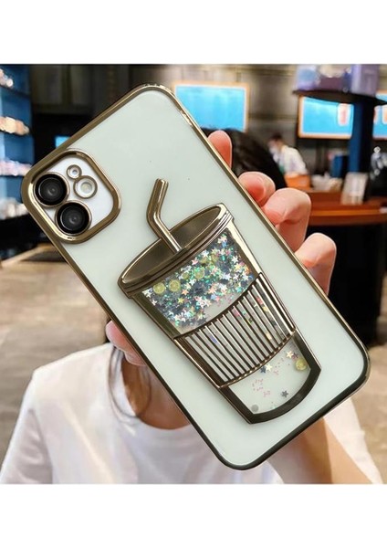 Apple iPhone 11 Uyumlu 3D Bardak Hareketli Sulu Yıldızlar Meyve Temalı Lens Korumalı Lazer Kılıf