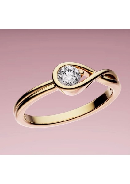 Sonsuz Laboratuvarda Yetiştirilen Pırlanta Tarz Yüzük Gold Renk Yüzük