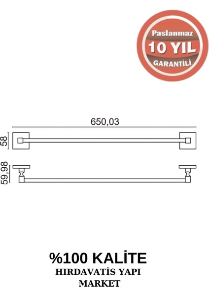 Paslanmaz Pirinç Kumru Uzun Havluluk 60 cm fiyatları
