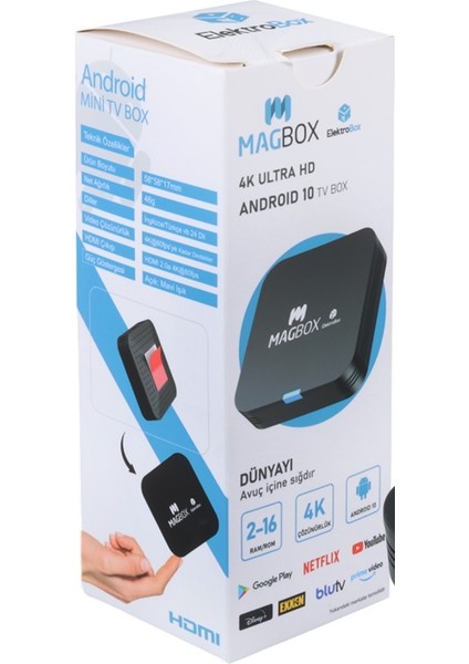 Magbox Electrobox 2 GB Ram H313 Işlemci 16 GB HDD 4K Ultra Hd Android Box (Android 10)