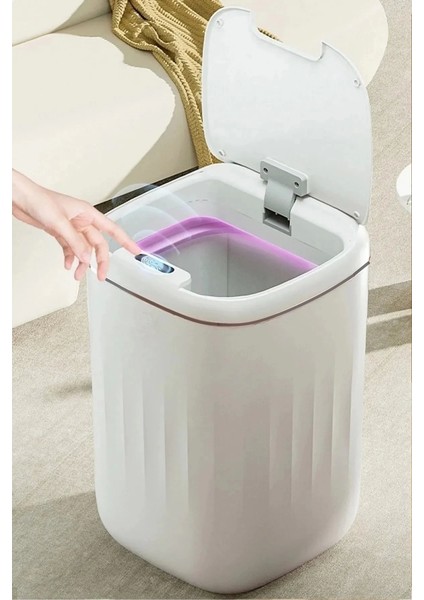 Baysa Akıllı Teknolojik Çöp Kutusu Otomatik Aç Kapat Sensörlü Mutfak Banyo Ev 20L Beyaz-Siyah