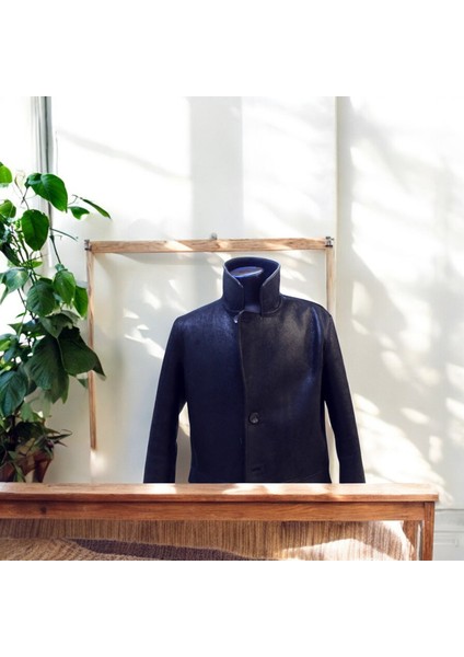 Kürklü Deri Erkek Kışlık Mont Uzun Kesim El Yapımı Erkek Deri Mont Siyah fırsatları