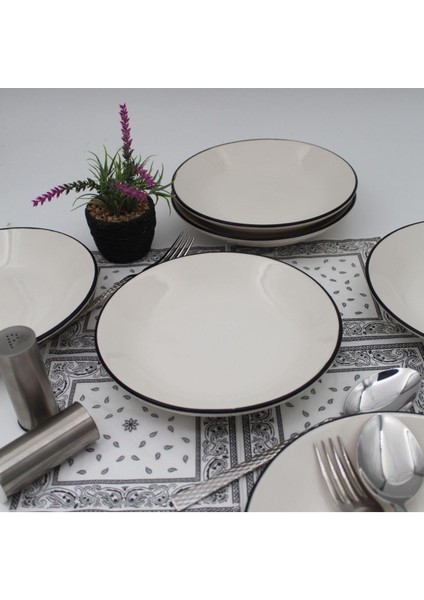 Siyah 20 cm seramik yemek tabağı seti, şık ve kullanışlı tasarım