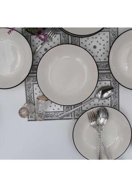 Siyah 20 cm seramik yemek tabağı seti, şık ve kullanışlı tasarım