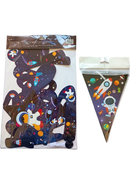 Astronot Uzay Temalı Iyi Ki Doğdun Kaligrafi Banner ve Üçgen Flama fiyatları