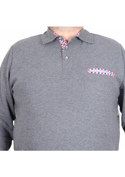 Erkek Büyük Beden Polo Yaka Sweat Flota Cep 24407 Antrasit Melanj fiyatları