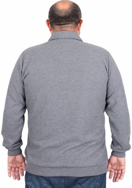 Erkek Büyük Beden Polo Yaka Sweat Flota Cep 24407 Antrasit Melanj modelleri