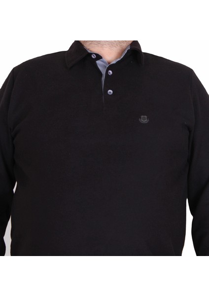 Erkek Büyük Beden Polo Yaka Sweat Orjinal 24409 Sıyah modelleri