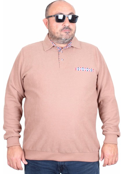 Erkek Büyük Beden Polo Yaka Sweat Flota Cep 24407 S.kahve