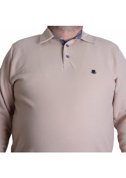Erkek Büyük Beden Polo Yaka Sweat Orjinal 24409 Bej modelleri