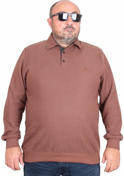 Erkek Büyük Beden Polo Yaka Sweat Feel Good 24408 S.kahve