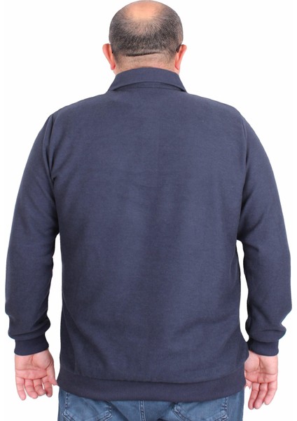 Erkek Büyük Beden Polo Yaka Sweat Flota Cep 24407 Lacıvert modelleri