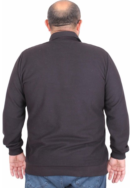 Erkek Büyük Beden Polo Yaka Sweat Flota Cep 24407 Sıyah modelleri