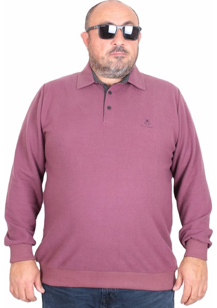 Erkek Büyük Beden Polo Yaka Sweat Feel Good 24408 Eflatun