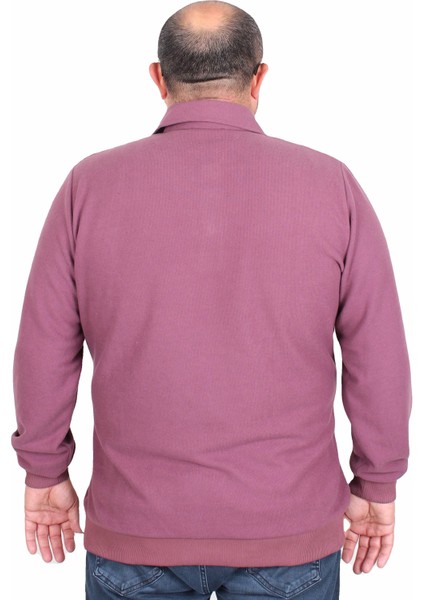 Erkek Büyük Beden Polo Yaka Sweat Feel Good 24408 Eflatun modelleri