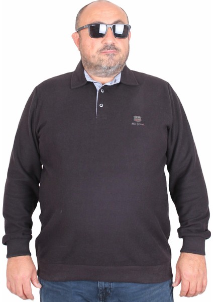 Erkek Büyük Beden Polo Yaka Sweat Moc Grande 24410 Sıyah