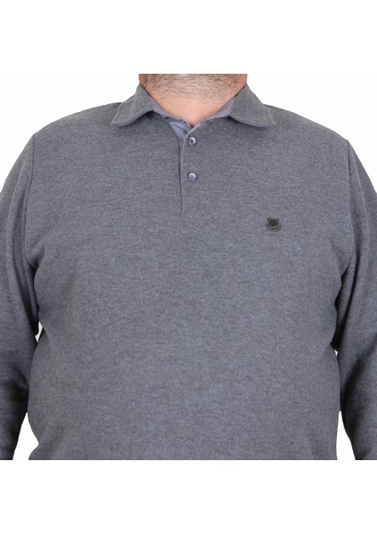 Erkek Büyük Beden Polo Yaka Sweat Orjinal 24409 Antrasit Melanj modelleri