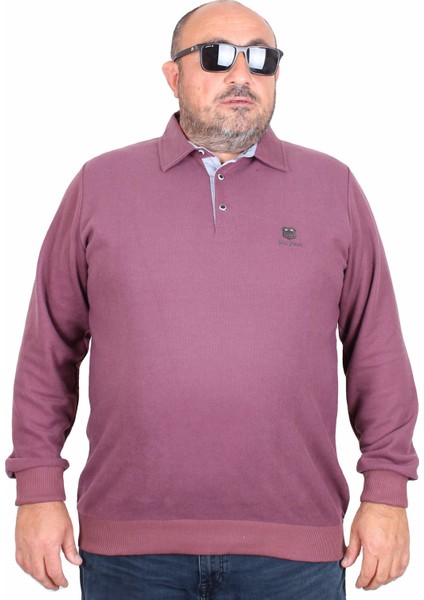 Mocgrande Erkek Büyük Beden Polo Yaka Sweat Moc Grande 24410 Eflatun