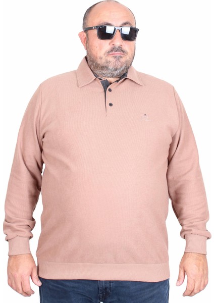 Erkek Büyük Beden Polo Yaka Sweat Feel Good 24408 Taba