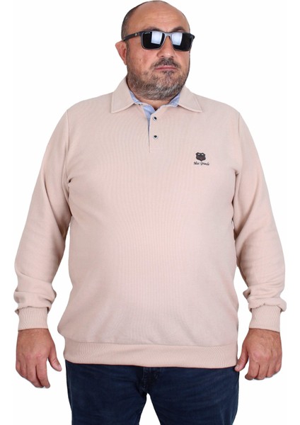 Erkek Büyük Beden Polo Yaka Sweat Moc Grande 24410 Bej