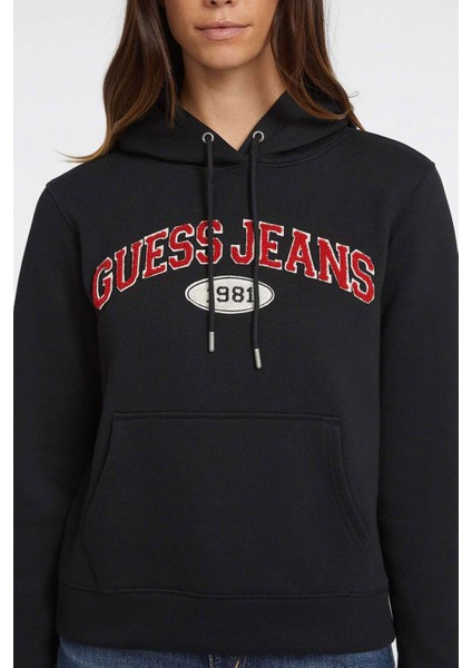 Kadın Gj Şonil Logo Patch Sweatshirt - Siyah fırsatları