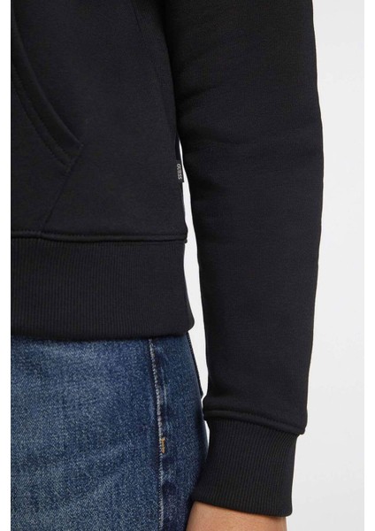 Kadın Gj Şonil Logo Patch Sweatshirt - Siyah indirimleri