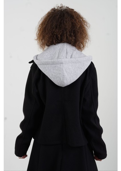 Siyah Kapüşonu Çıkarılabilir Kaşe Mont fiyatları