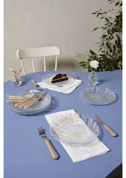 Şeffaf 6 Parça Cam Pasta ve Tatlı Seti, 21 cm, şık tasarım
