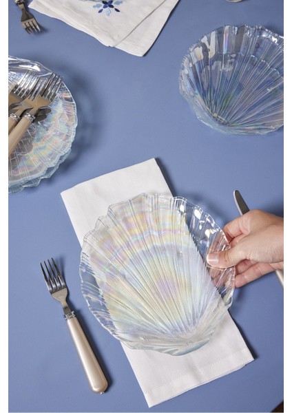 Şeffaf 6 Parça Cam Pasta ve Tatlı Seti, 21 cm, şık tasarım