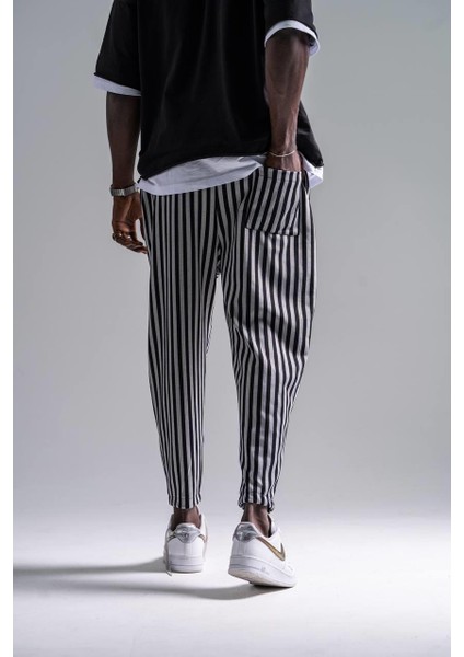 Erkek Zebra Çizgili Baget Pantolon
