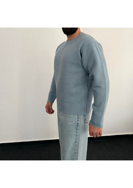 Erkek Lazer Kesim Içi Şardonlu Hafif Kalın Oversize Bol Kesim Sweatshirt fiyatları