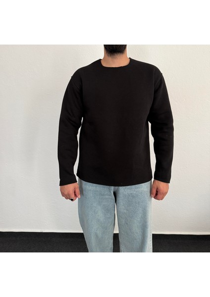 Erkek Lazer Kesim Içi Şardonlu Hafif Kalın Oversize Bol Kesim Sweatshirt fiyatları