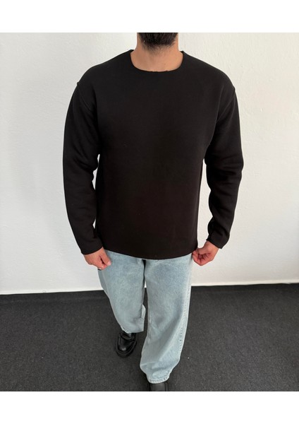 Erkek Lazer Kesim Içi Şardonlu Hafif Kalın Oversize Bol Kesim Sweatshirt fırsatları