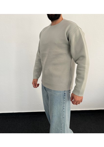 Erkek Lazer Kesim Içi Şardonlu Hafif Kalın Oversize Bol Kesim Sweatshirt fiyatları