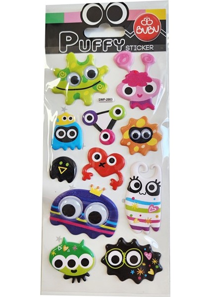 Bu-Bu Puffy Stıckers Oynar Gözlü Monsters 9X21 (S) BUBU-SWP-2003