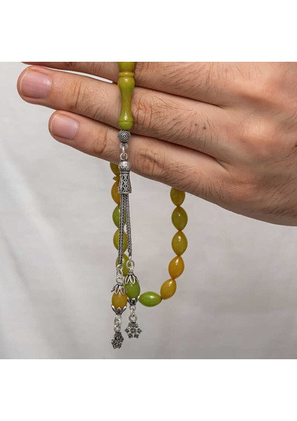 Gümüş Püsküllü Sıkma Kehribar Tesbih fiyatları