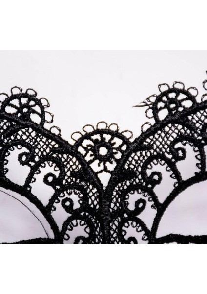 Siyah Dantel Kesim Balo Parti Maskesi 10 No modelleri