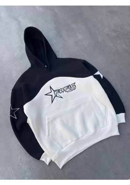 Parçalı Nakış Işlemelı Kapşonlu Sweatshirt - Siyah fiyatları