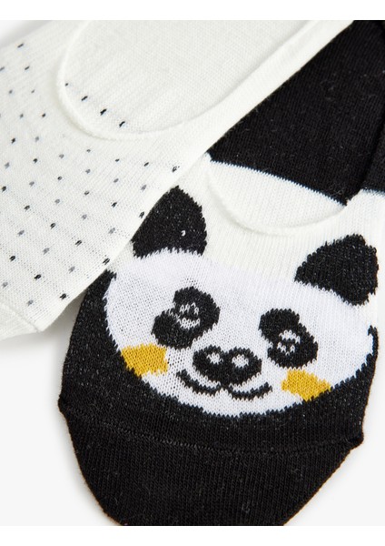 Babet Çorap Seti 2'li Çok Renkli Panda Desenli