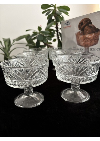 6'lı şeffaf cam kase seti, dondurma ve sunum için ideal, 100-249 ml modelleri