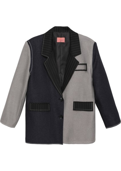 Dikiş Detaylı Matchli Blazer Ceket Lacivert fiyatları