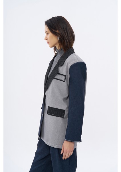 Dikiş Detaylı Matchli Blazer Ceket Lacivert modelleri