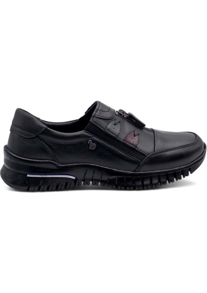 Z006 Kadın Deri Comfort Ayakkabı - Siyah - 37