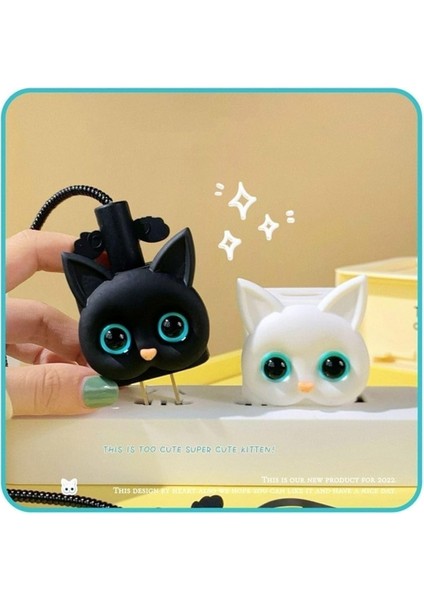 Siyah Kedi Toparlayıcı Kablo Koruyucu Şarj Kılıfı iPhone 18W/20W ile Uyumlu
